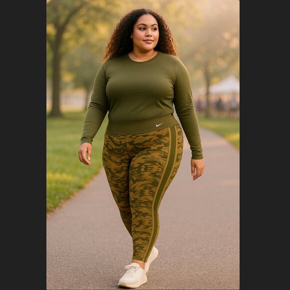 RARE Nike Women's XL Olive Canvas Sportswear Camo Print Leggings CI6621 395 NWT - Picture 1 of 15